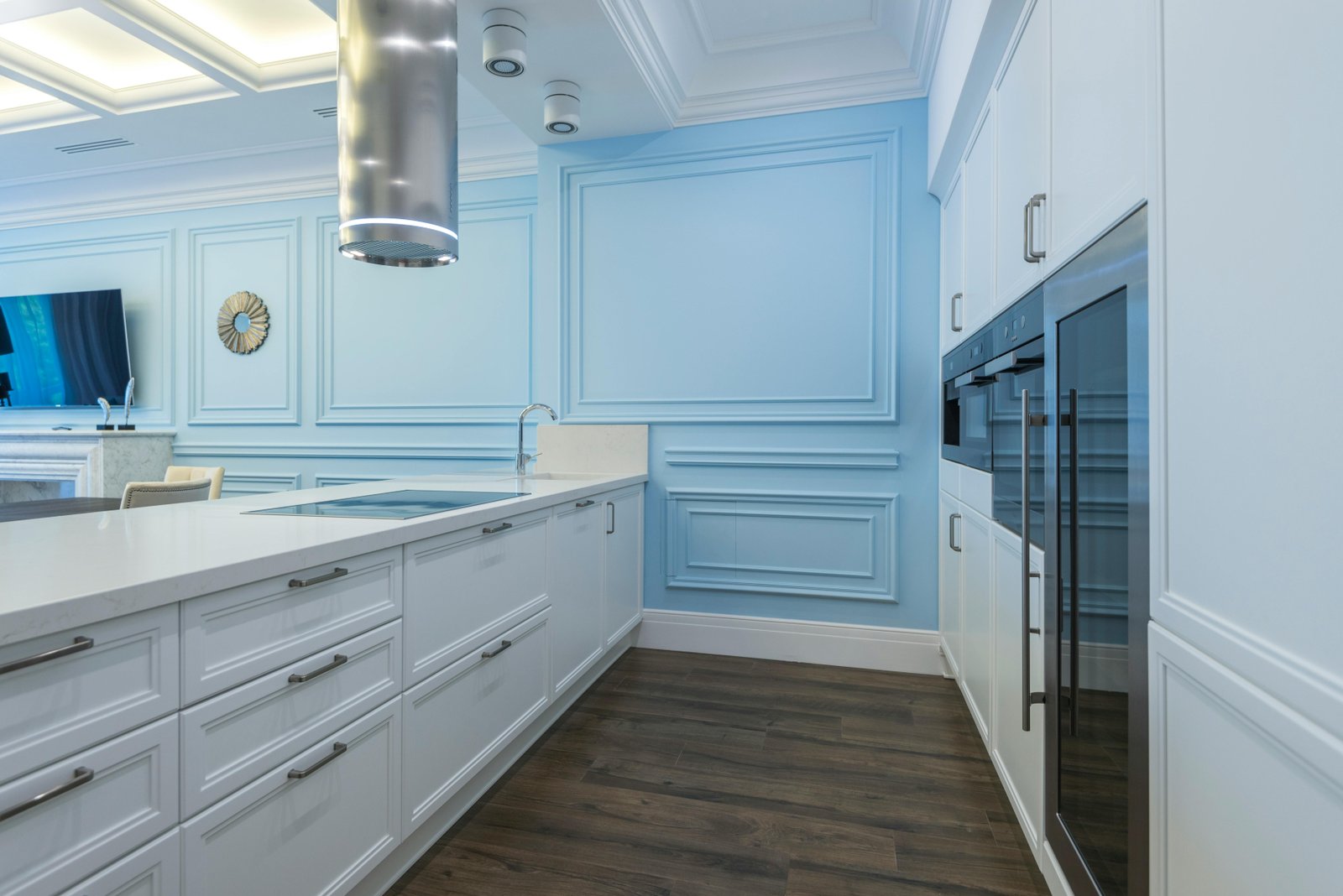Freshly refinished kitchen cabinets